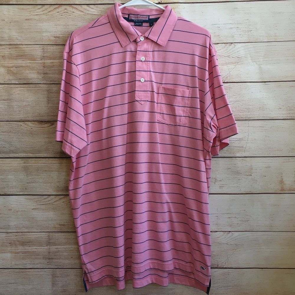 VINEYARD VINES POLO‎ SHIRT IN PINK AND BLUE STRIPES